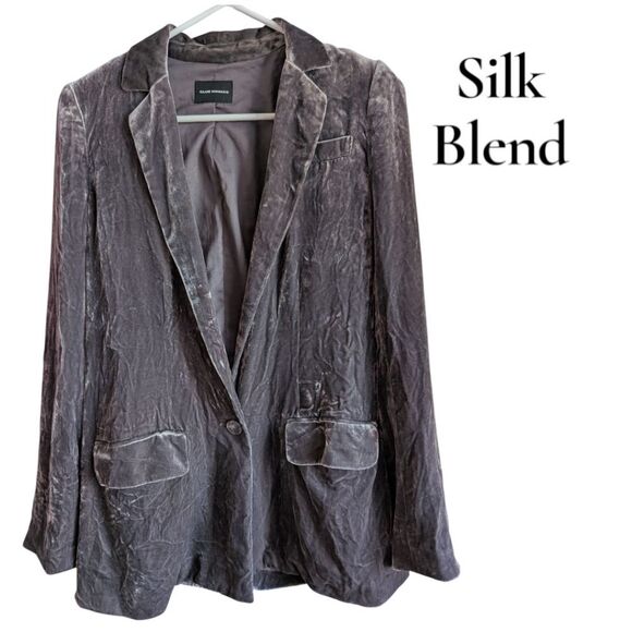Club Monaco Gray Silk Blend Velvet Blazer Xs - Picture 2 of 10